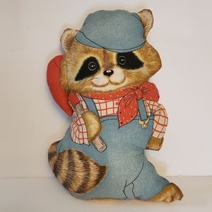 Vintage SHIRT TALES Raccoon Stuffed Plush Pillow Toy Handmade